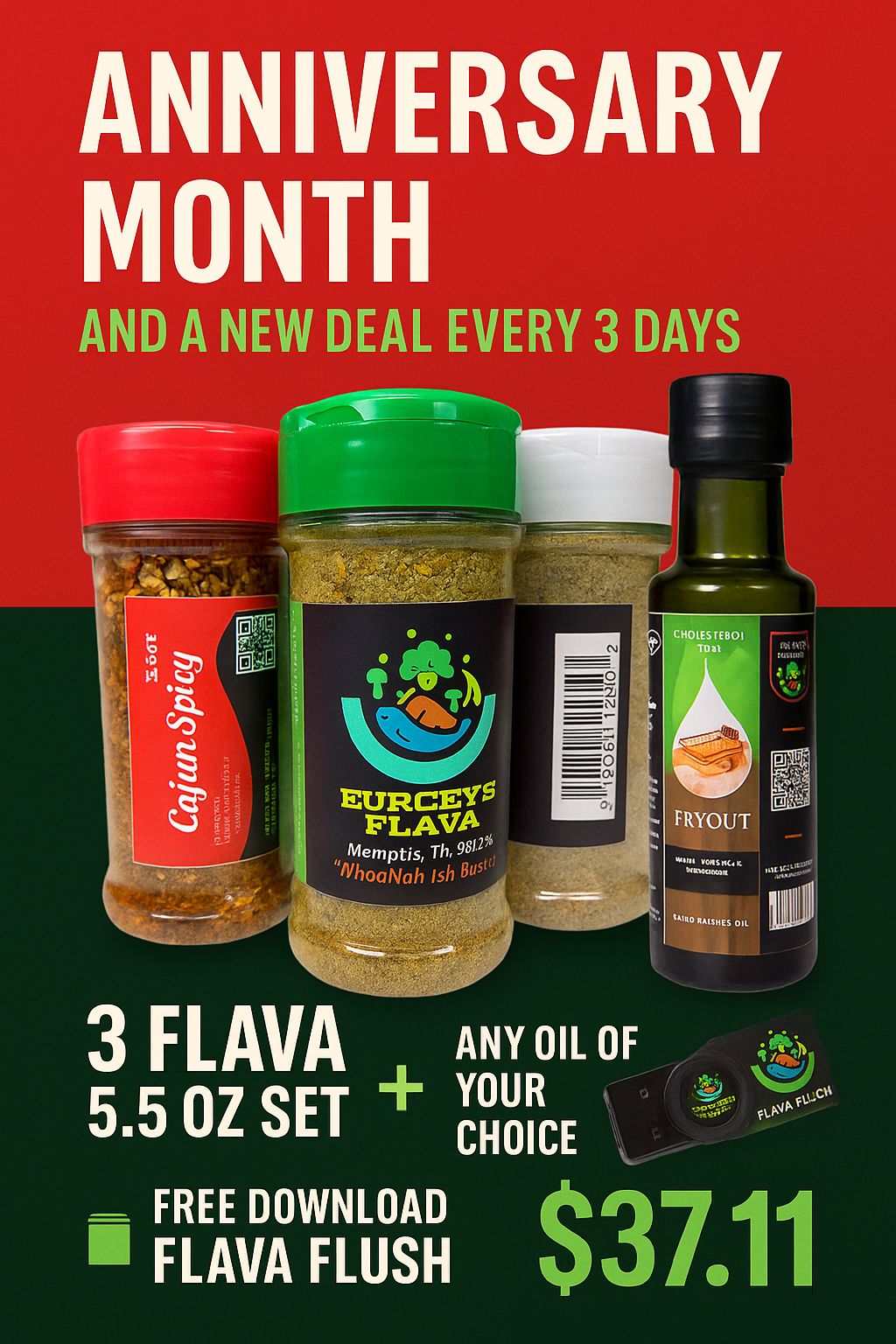 BUNDLE DEAL WITH FLAVA ESSENTIAL TRIO, 1 COLD PRESSED OIL AND A FREE FLAVA FLUSH DOWNLOAD