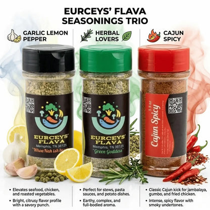 Eurceys' Flava® Cajun Seasoning Spice Blends "Flava Essentials Trio" Mix Or Match