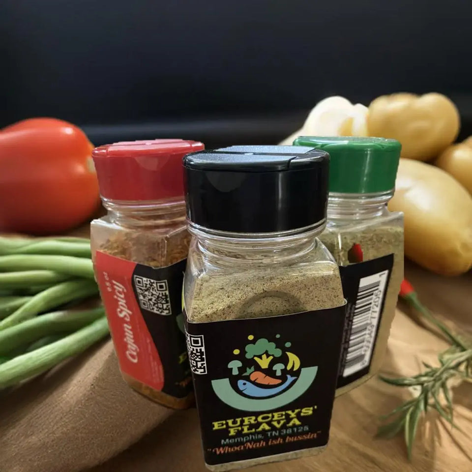 3-PACK EURCEYS' FLAVA® CAJUN SALT FREE SEASONING SPICE BLENDS 3(Trifecta) BOTTLES SODIUM-FREE ANY 3 FLAVA(S) OR SAME 3 Eurceys Flava®