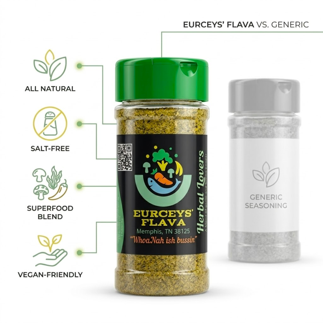 Eurceys' Flava® Cajun Salt Free Seasoning "HERBAL LOVERS" Spice Blends