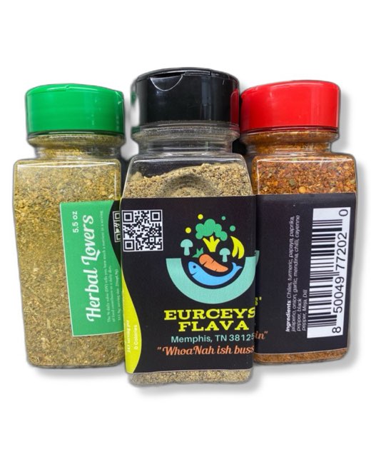 Large bottle of Eurceys' Flava® Spice Blends 