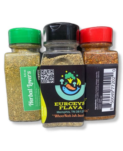 Large bottle of Eurceys' Flava® Spice Blends 