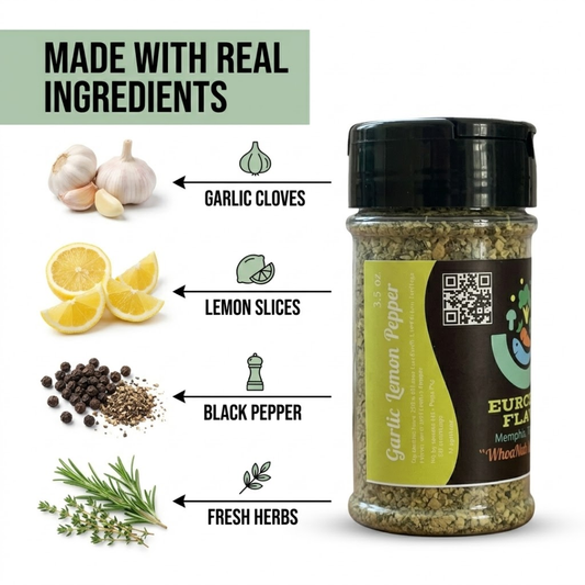 Eurceys Flava® Cajun Spice Mixes without salt "Garlic Lemon Pepper" Seasoning