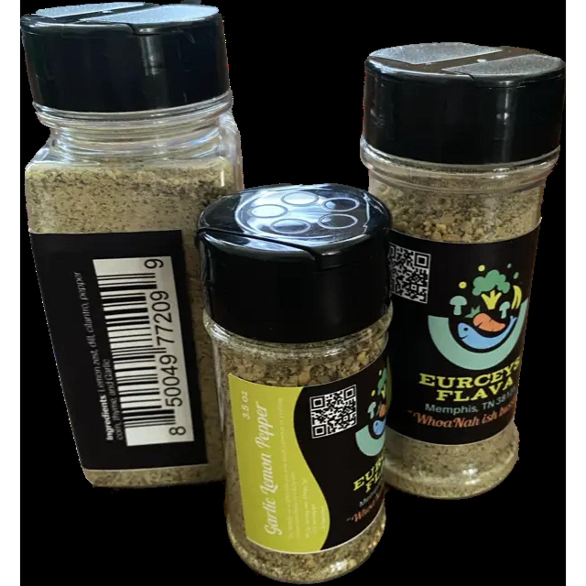 EURCEYS' FLAVA® all 3 sizes of Garlic lemon pepper 3.5 oz, 5.5 oz, and 9.5 oz 