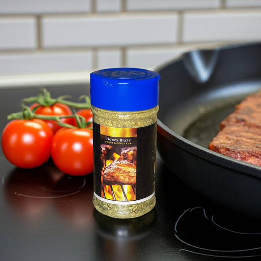 Eurceys’ Flava Honey Blaze seasoning, 3.5 oz shaker sweet-heat rub for wings, salmon, roasted veggies