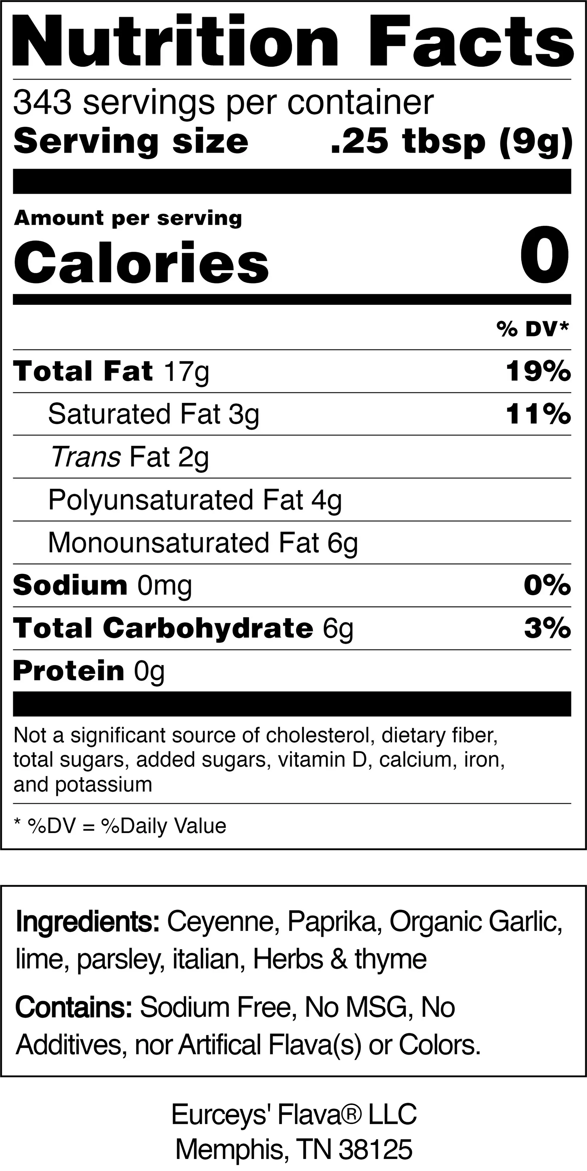EURCEYS' FLAVA® CAJUN SPICES NO SODIUM "Cajun Spicy" Seasoning - Eurceys' Flava®