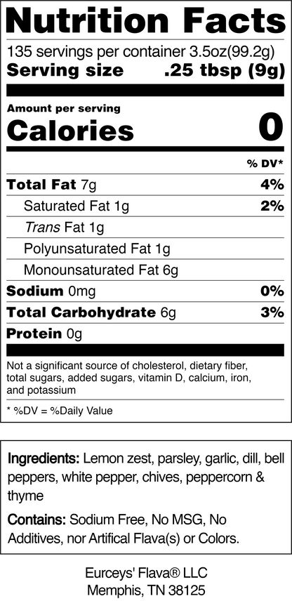 EURCEYS' FLAVA® Nutritional facts  