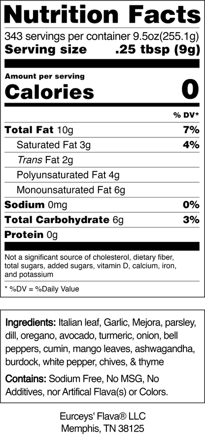 EURCEYS' FLAVA® nutritional facts